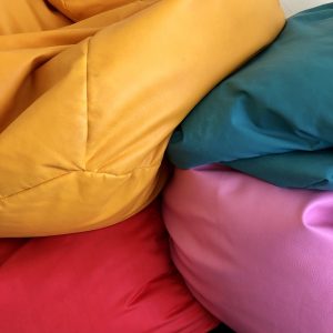 Colourful pile of beanbags