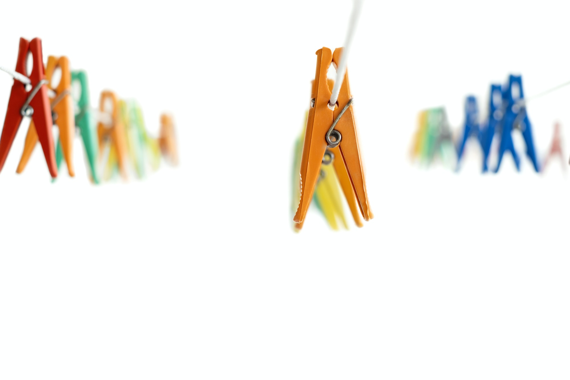 Multi-colored clothespins for drying clothes