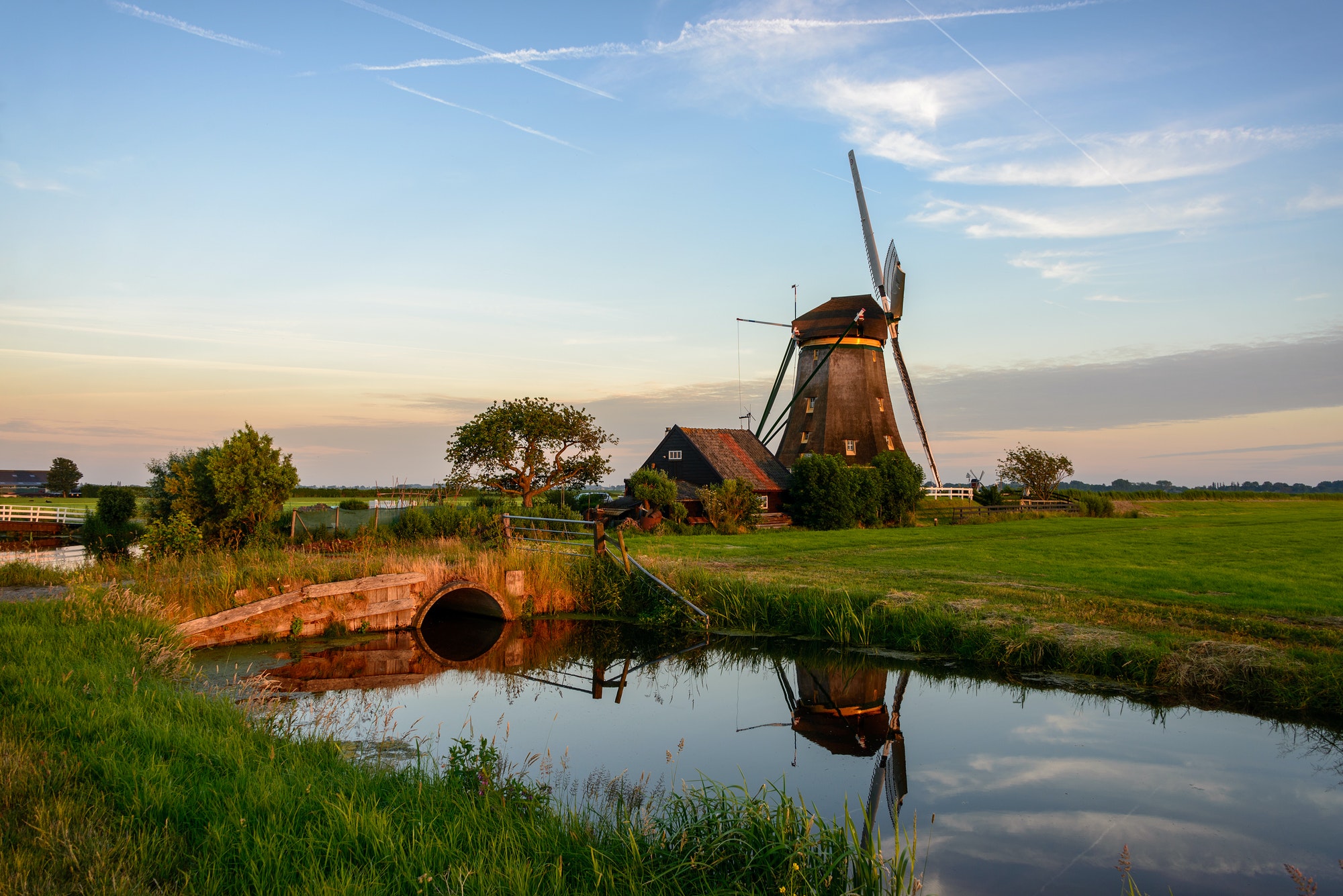 Windmill in a countryside landscape in Holland