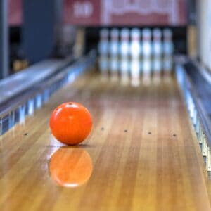 Bowling ball on alley