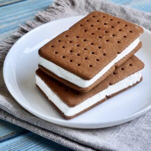 Delicious ice cream sandwiches on a plate