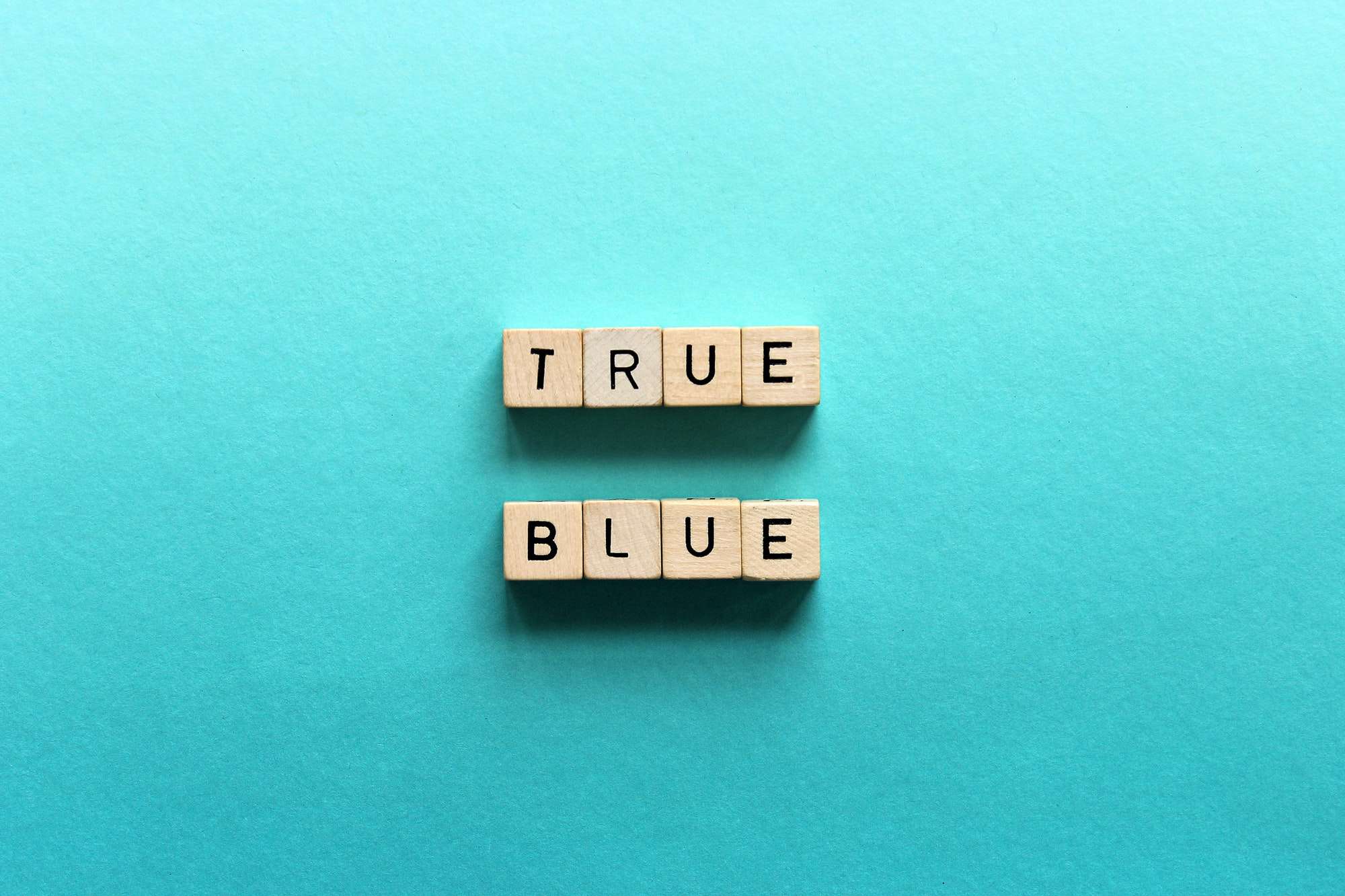 True blue word dice in blue