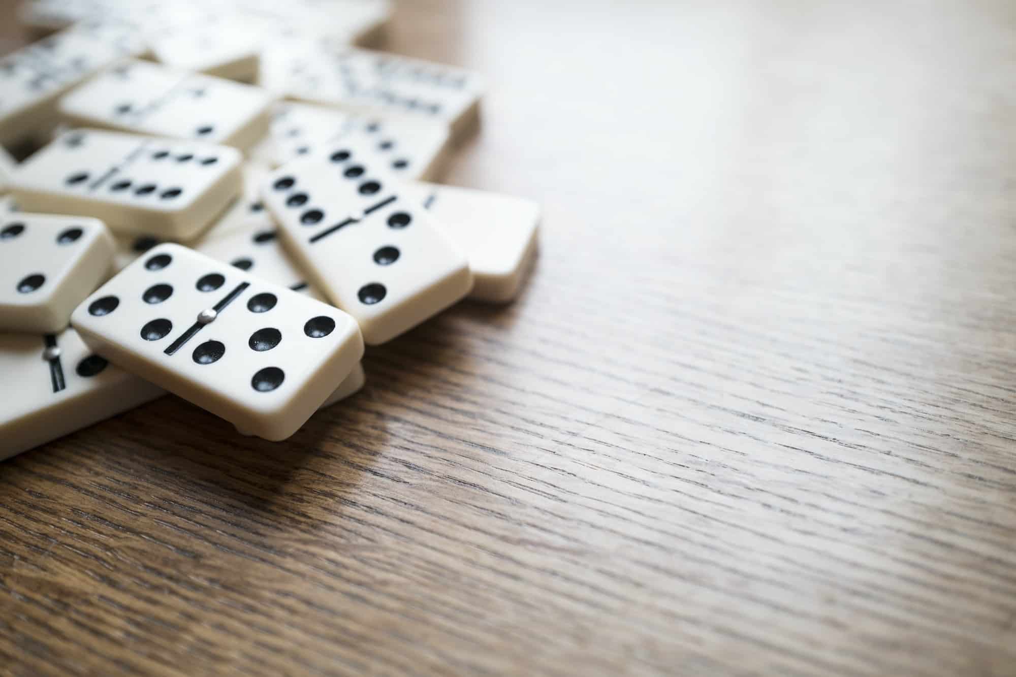 Domino Game, Dominoes On Wooden Table