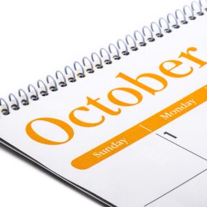 Planning and events, month of October on a calendar