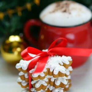 christmas gingerbread cookies and hot chocolate